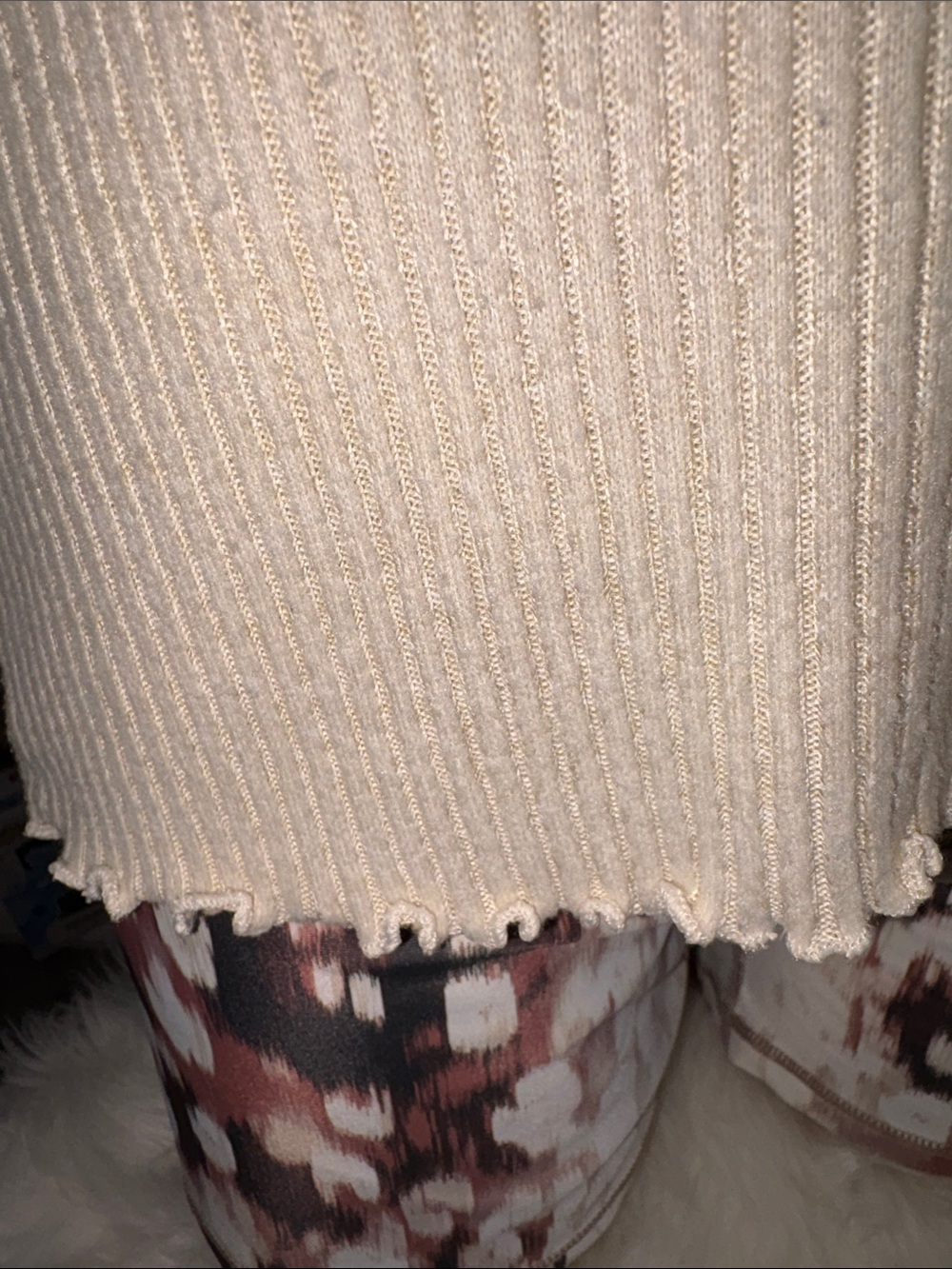 Cream Ribbed V-Neck Button Tank Top - Picture 5 of 6